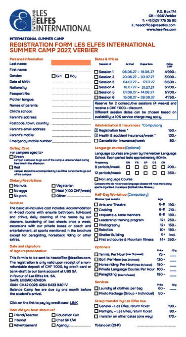 Priser for sommerleiren 2027