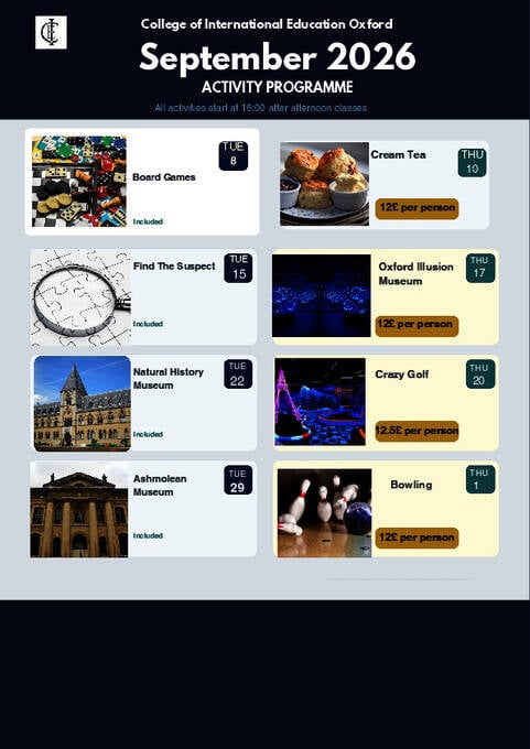 Aktivitetsprogram for september