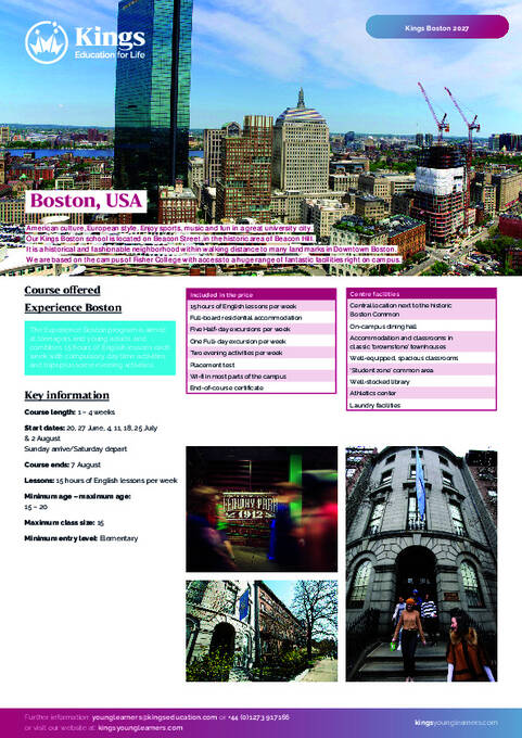 Bostoni nyári információs füzet 2027