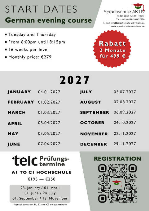 Datas dos Cursos Noturnos 2027