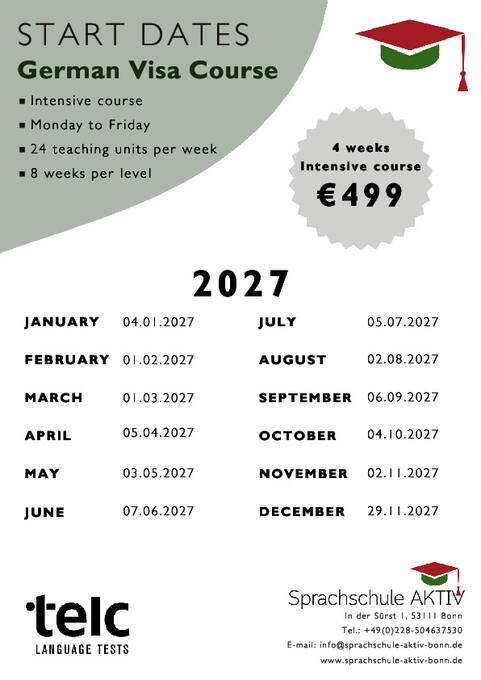 Cursos para Visto: Preços e Datas 2027