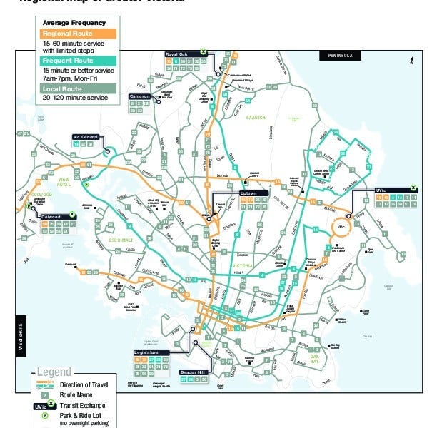 miniatúra mapy verejnej dopravy v meste Victoria