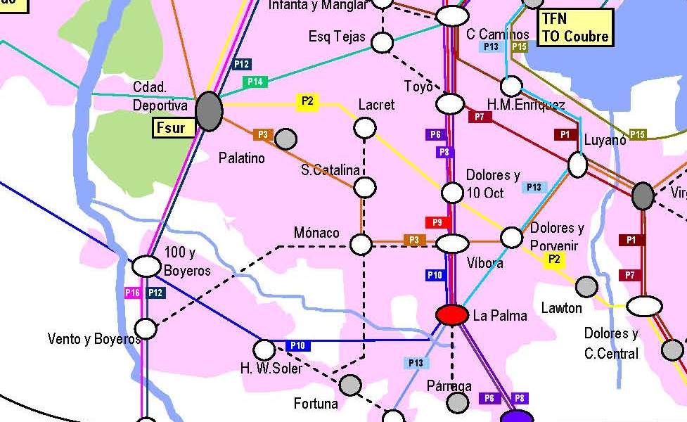 Mappa in miniatura del trasporto pubblico di L´Avana