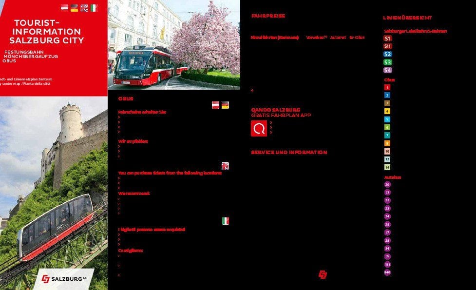Vorschau Öffentlicher Verkehrsmittel Plan von Salzburg