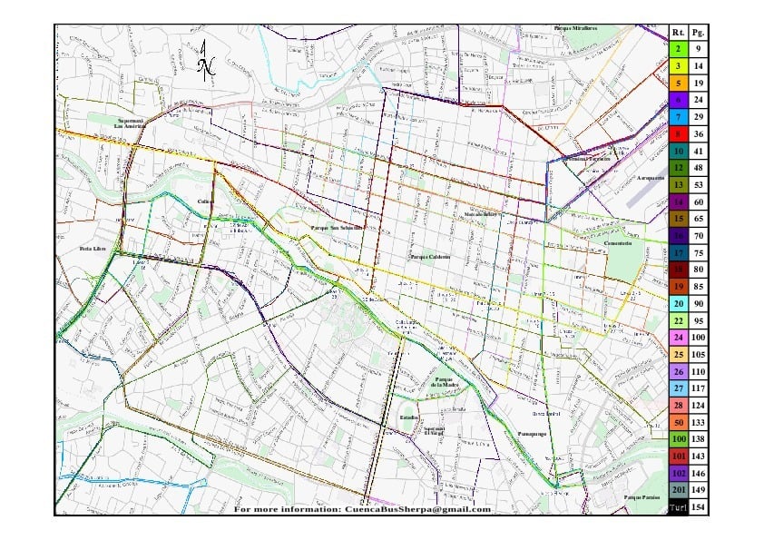 mapa en miniatura de la red de transporte público de Cuenca