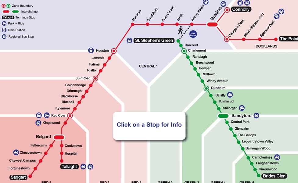 ダブリンの公共交通機関路線図サムネイル