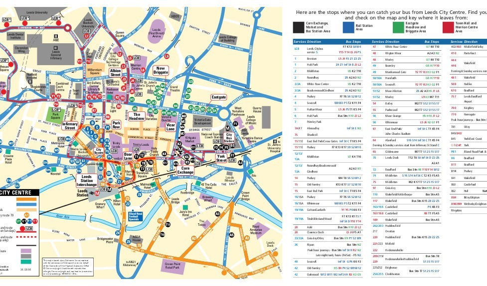 Mappa in miniatura del trasporto pubblico di Leeds