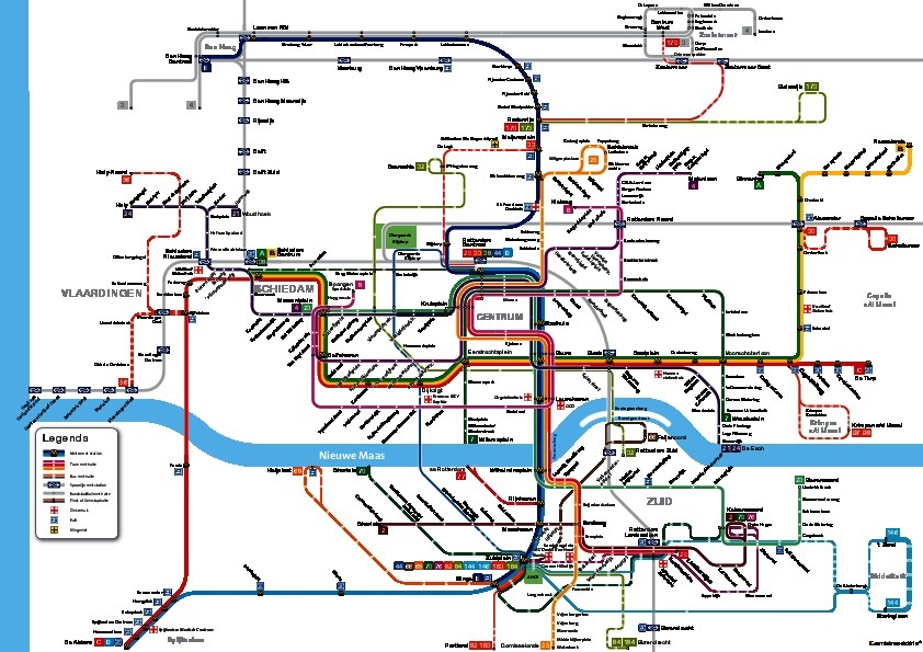 Vorschau Öffentlicher Verkehrsmittel Plan von Rotterdam
