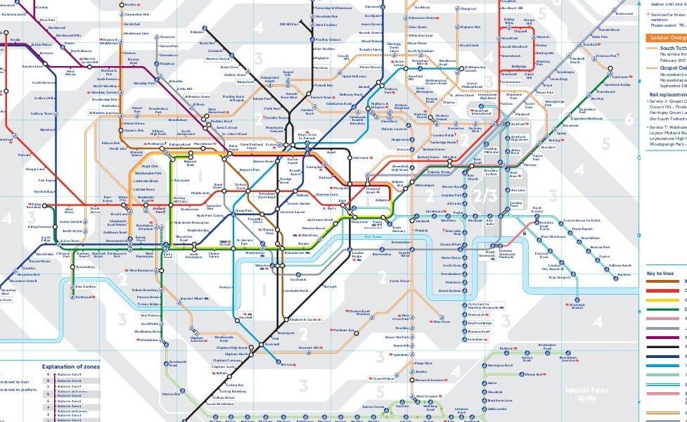 Mappa in miniatura del trasporto pubblico di Londra