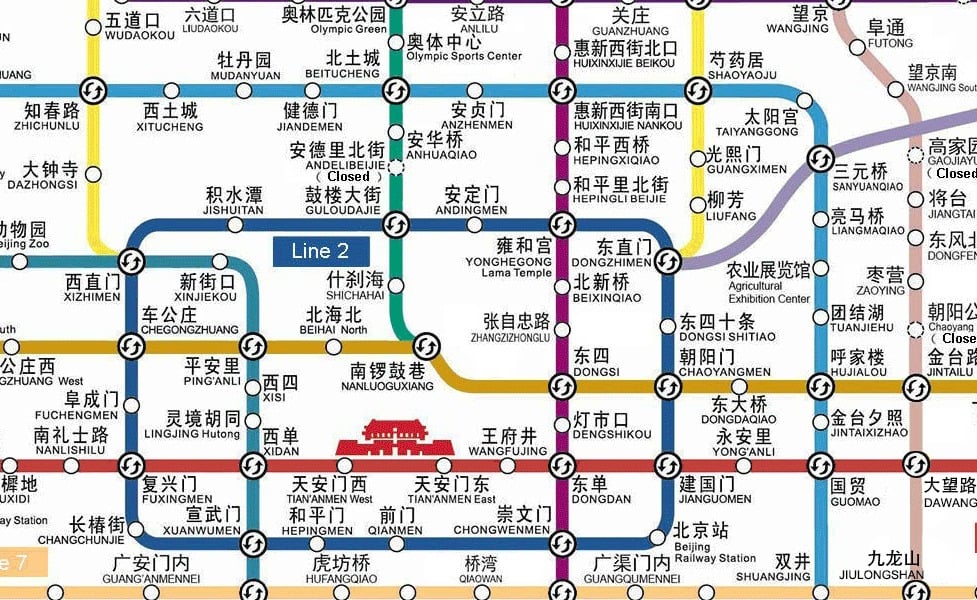 Mapa transportu publicznego Pekin