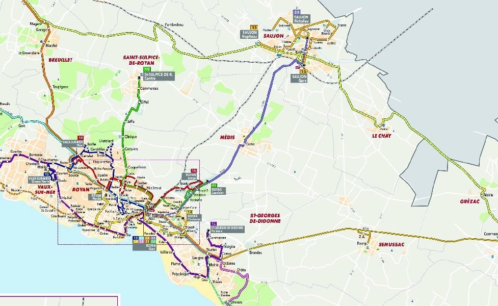 Mapa transportu publicznego Royan