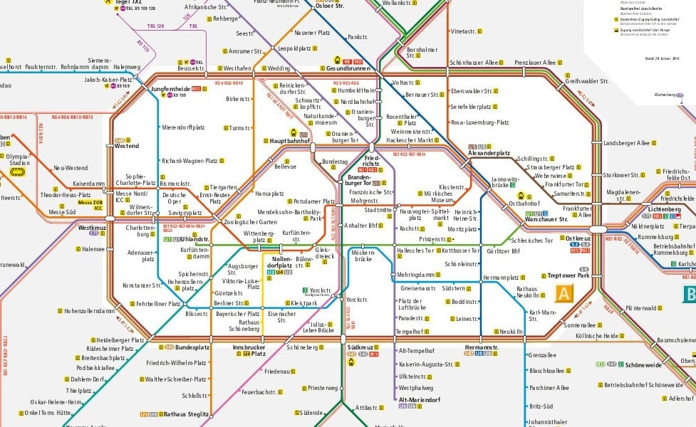 Mapa transportu publicznego Berlin