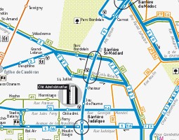 Mapa veřejné dopravy města Bordeaux