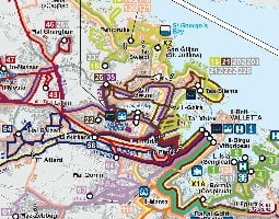 Valletta Karta över kollektivtrafik