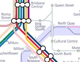 Mapa de transporte público de Brisbane 