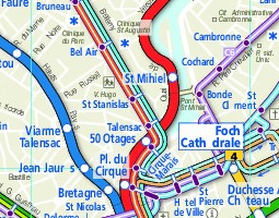 Mapa de transporte público de Nantes 