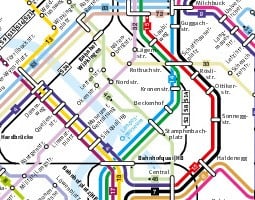 Mapa de transporte público de Zurique 