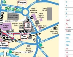 Leeds Mappa dei trasporti pubblici