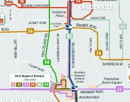 Mapa verejnej dopravy – Fort Lauderdale