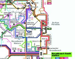 Gullkysten Kart over offentlig transport