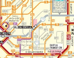 Mapa veřejné dopravy města Los Angeles