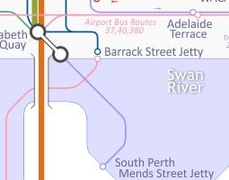 Mapa veřejné dopravy města Perth