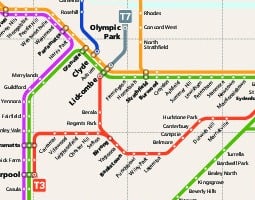 Mapa verejnej dopravy – Sydney