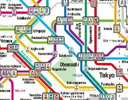 خريطة وسائل النقل العام في طوكيو 