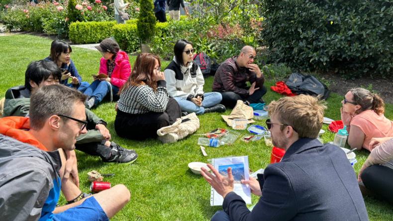 Students having a picnic