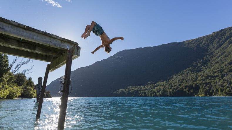 Student Activities - swimming in lake