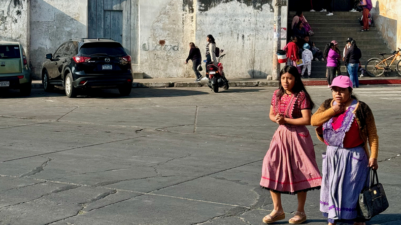 Walking through local streets during Spanish immersion in Guatemala
