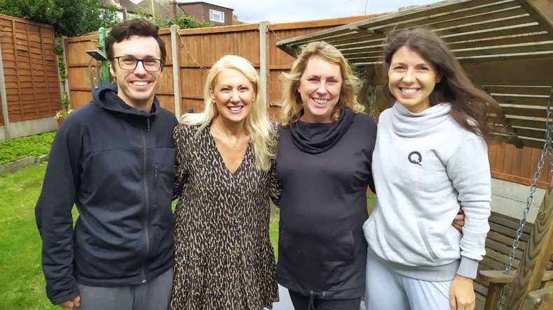 Happy students with their teachers