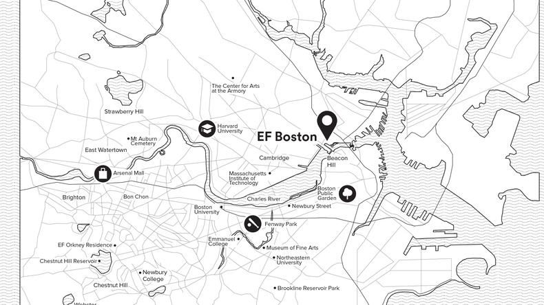 Locatie van de school EF Boston