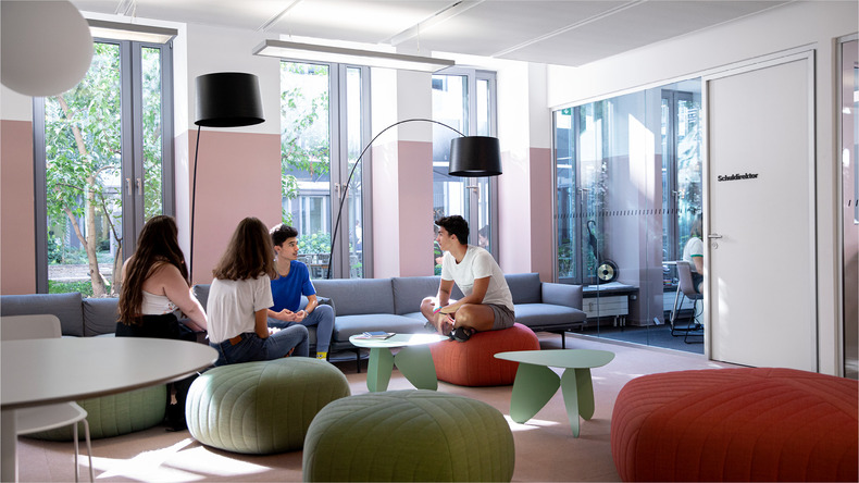 Students relaxing in the lounge