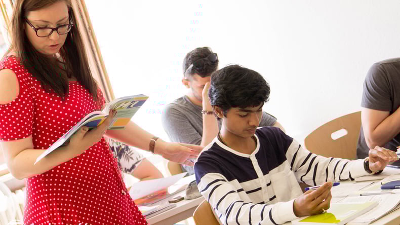Teacher and students