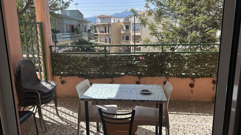 Balcony with a view of the mountains