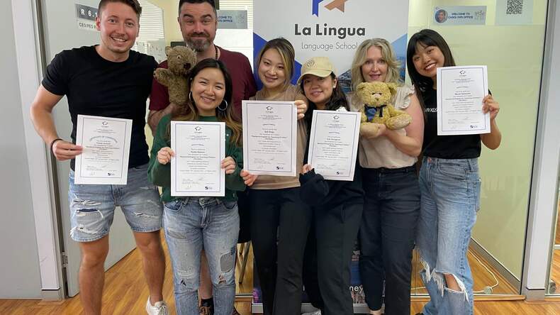 Successful students at La Lingua Language School