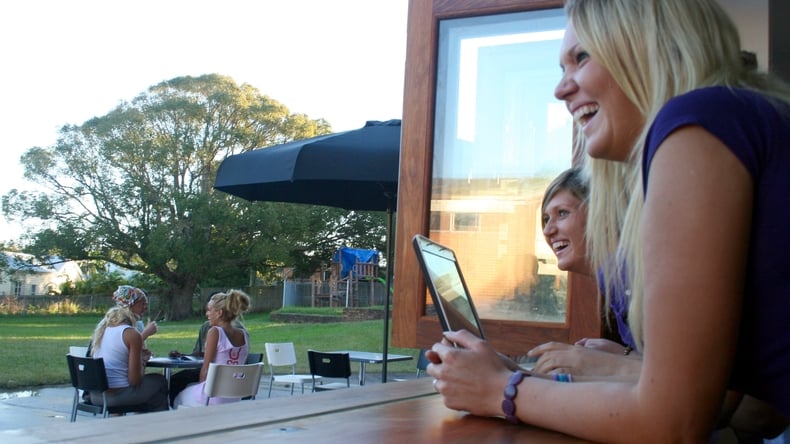 Laughing with friends 