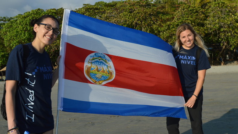 Students holding Costa Rica flag