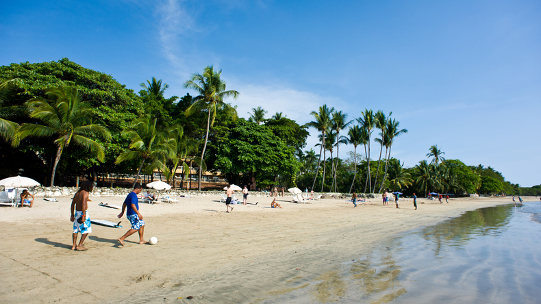 Students enjoying the beach 