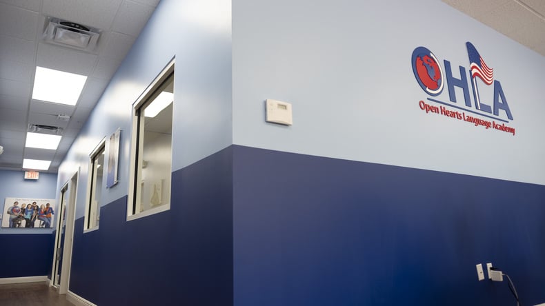 Kék iskola folyosó