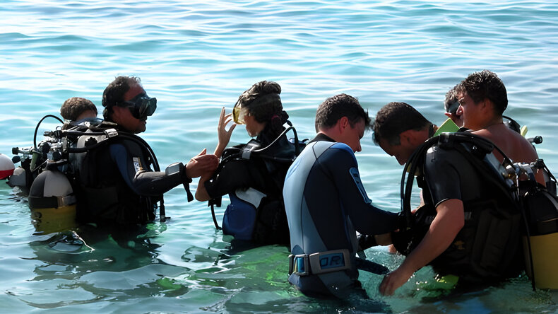 Students scuba diving