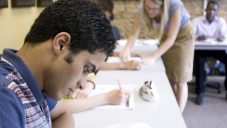 Aula no Wisconsin ESL Institute
