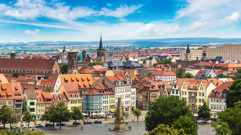 Panoramiczny widok na Erfurt