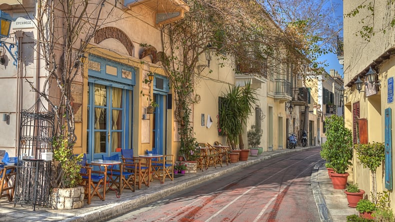 Traditionele huizen in Plaka, Athene