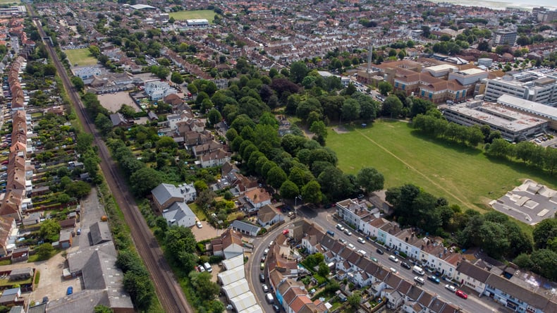 Luchtfoto van Worthing